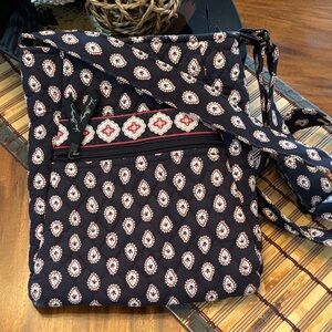 Vera Bradley Black and Red Patterned Crossbody Bag